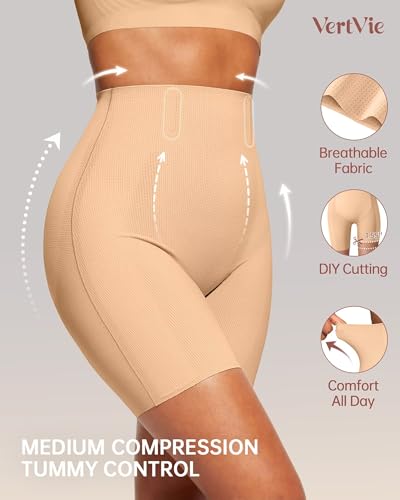 Image of Vertvie Tummy Control Shapewear Shorts for Women Butt Lifting Body Shaper Shorts High Waisted Seamless Girdles Under Dress