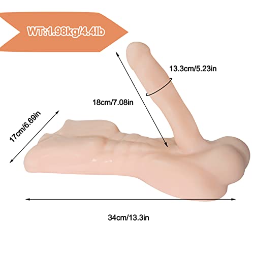 Image of ferch Torso Male Sex Doll with Flexible Dildo Realistic Sex Huge Cock for Women, Unisex Masturbator Sex Toy for Men Women Gay Couple -13.3 * 6.7 inch, 4.4LB (Beige)