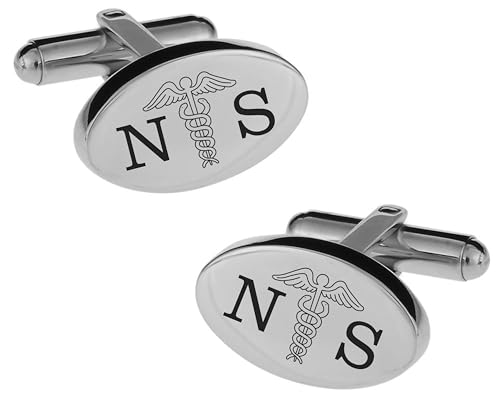 Mancuernillas personalizadas plata con caduceo médico miniatura 6