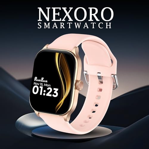 Image of PunnkFunnk Nexoro 2.01 inch Smartwatch for Men & Women Bluetooth Call, Heart Rate, SpO2, Sleep & 100+ Sports Modes, IP68 Waterproof, Compatible with Android & iPhone(Pink)