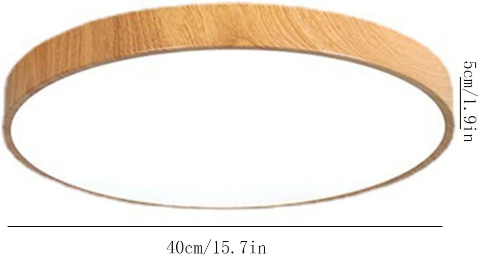 Nordic Wood Grain Ceiling Light Ultra-Thin Saving Ceiling Lamp Stepless Dimming Modern Ceiling Lighting Fixture Minimalist Style Ceiling Lamps for Bedroom Kitchen Living Room(40Cm)/ Color/40