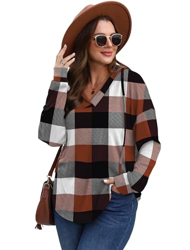 Image of Sampeel Hoodies for Women Trendy Fall Fashion 2025 V Neck Oversized Sweatshirt Plus Size Tops Clothes