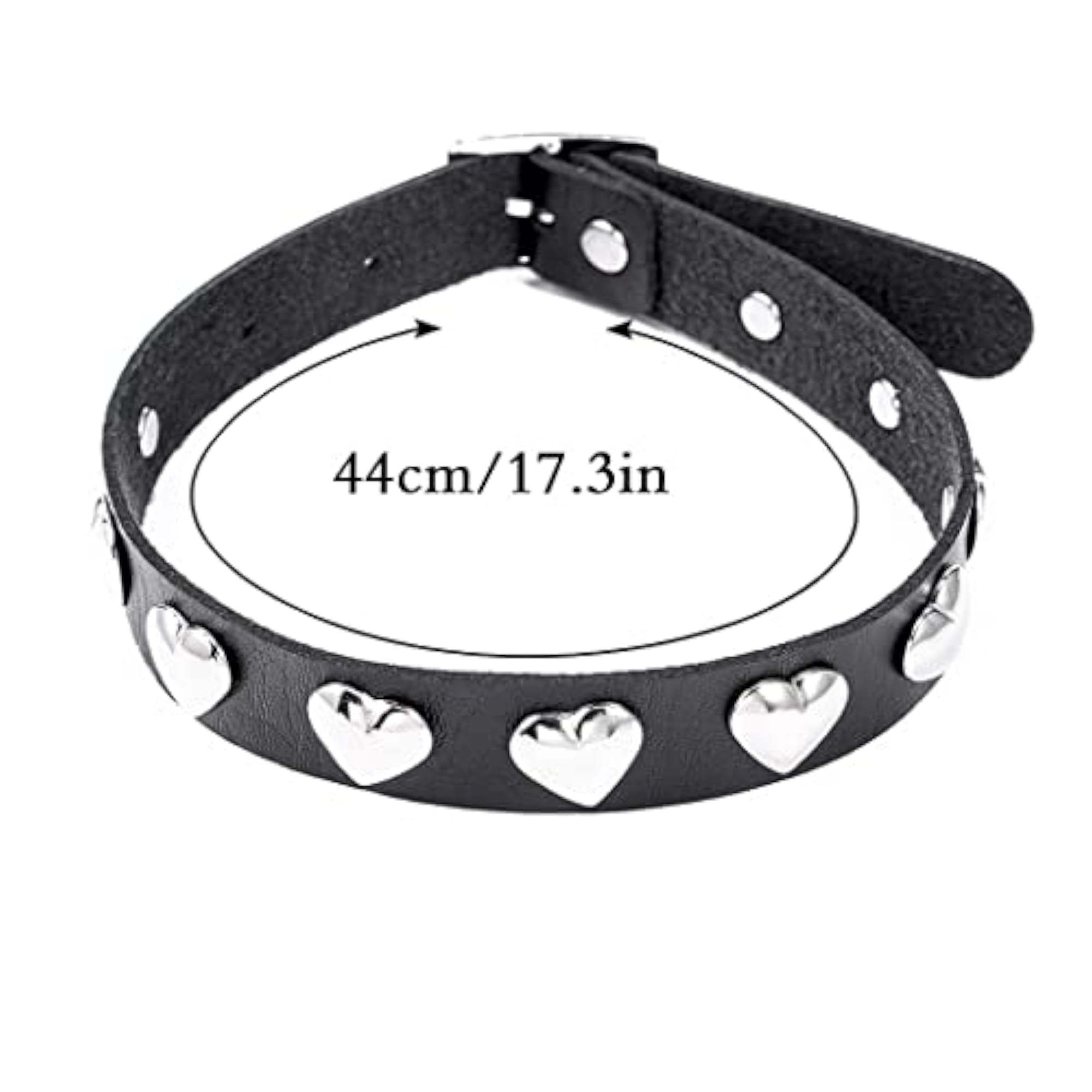 Black Leather Punk Choker Necklace for Women