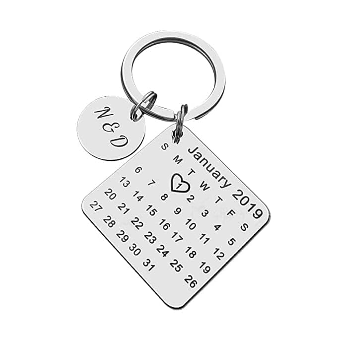 Personalized Calendar keychain,Date Highlighted with a Heart, Gift for Anniversary, Birthday, Wedding, Custom Gift for Boyfriend, Husband-image-38