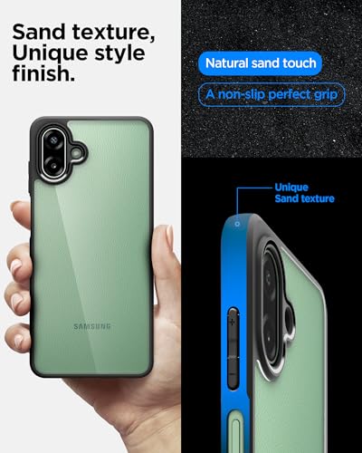 Image of Spigen Essential Sand Crystal | Samsung Galaxy M17e 5G /F70e 5G /A07 5G Case [Transparent] [Black Bumper] Galaxy M17e 5G /F70e 5G /A07 5G Back Cover | TPU+PC - Matte Black