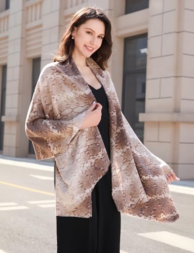 Wander Agio Womens Leopard Print Pashmina Shawl Jacquard Wraps Evening Wrap Long Spring Summer Scarf Fall Classic Shawls4