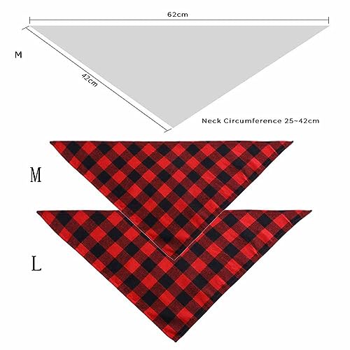 SHTGOI Pack of 2 Dog Bandanas, Classic Checked Neckerchief, Cotton Bandanas, Adjustable Triangular Scarf, Dog Handkerchiefs - Image 3
