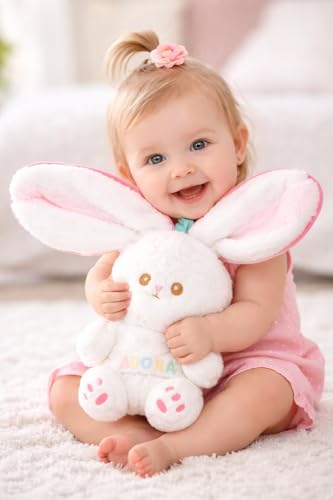 Image of 35cm Reversible Rabbit Strawberry Bunny Plush 3-in-1 Soft Toy with Zipper Stuffed Animal for Kids Girls Boys. Birthday Gift Room Decor Cuddly Teddy Bear Doll