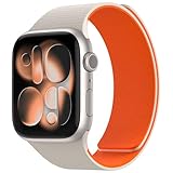 Nereides コンパチブル Apple Watch用磁吸スポーツバンド シリコン 防水 通気性 柔軟 快適装着 for Apple watch Ultra3/Ultra2/Ultra/SE3/SE2/SE & series 11/10/9/8/7/6/5/4 49mm 46mm 45mm 44mm スポーツ おしゃれ メンズ レディース 星光＋オレンジ