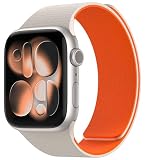 Nereides コンパチブル Apple Watch用磁吸スポーツバンド シリコン 防水 通気性 柔軟 快適装着 for Apple watch SE3/SE2/SE & series 11/10/9/8/7/6/5/4 42mm/41mm/40mm/38mm スポーツ おしゃれ メンズ レディース 星光＋オレンジ