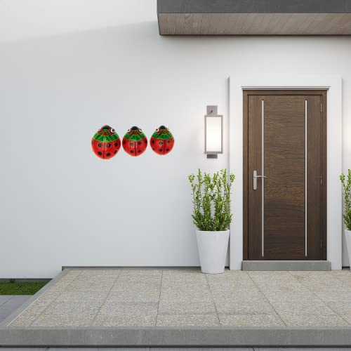 Hand Painted Authentic Mexican Ladybugs Decor Set Of 3, Summer & Spring Patio & Kitchen Wall Ceramic Decor, Mexican Art Talavera #TOP2