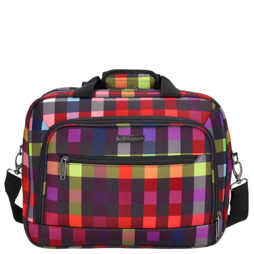 Kenorada Flugumhänger SoftLITE | praktische Begleitung für das Handgepäck | mit gepolstertem Laptopfach | Business Tasche zum Aufstecken auf Trolley (multicolorcheck, Flugumhänger)