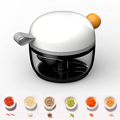 Mini coupe-oignons, hachoir manuel à oignons, hachoir à oignons, hachoir multifonction avec cordon, facile à nettoyer (blanc) Cover