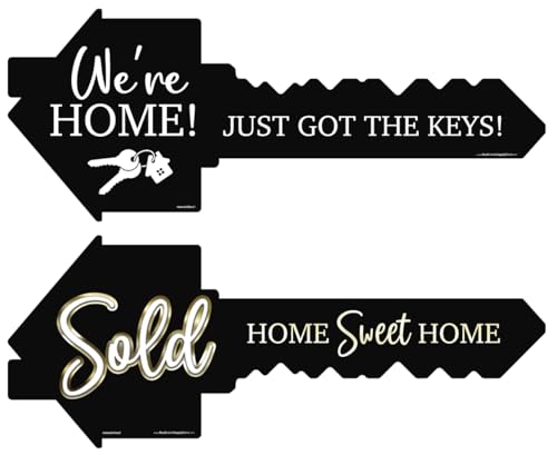 Real Estate Double-Sided Social Media Photo Marketing Tool Lightweight Corrugated Plastic Key Perfect Realtor Branding & Client Photos (Were Home! / Sold Pack of 1)