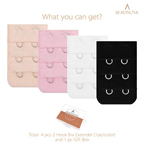 BEADNOVA Bra Extender 2 Hook Bra Back Clips Bra Strap Extender Bra Clasp (4pcs)2
