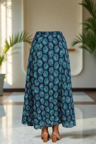 Image of Premium Long Skirt | Stylish Long Crushed Cotton & Unique Prints | Floor Length Skirt for Women | Elastic Waist Premium Maxi Skirt - Comfortable Casual Wear