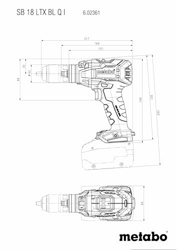 Perceuse à percussion sans fil Metabo SB 18 LTX BL Q I 2 x 5 2 Ah Mandrin métallique Béton - vue 3