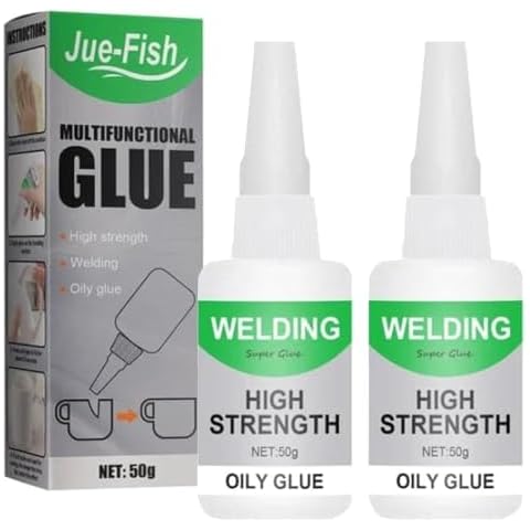 Jue Fish Glue, Welding High-Strength Oily Glue Universal Super Glue Gel, Jue Fish Multifunctional Glue, Jue-Fish Welding High-Strength Oily Glue for Metal,Plastic,Wood,Ceramics,Leather Glass (2Pcs) Cover