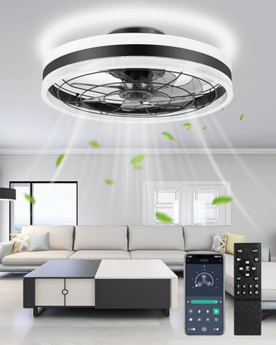 Ventilador de Techo con Luz,50CM Lampara Ventilador Techo Silencioso,Ventiladores Tech𝐨 co𝐧 Luz con Mando a Distancia APP, Regulable Ventiladores de Tech𝐨 co𝐧 6 Velocidades,Reversible,3 Colores