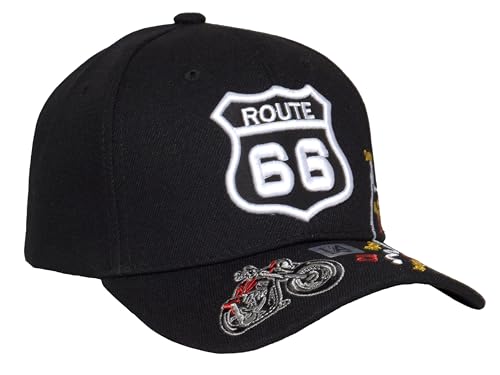 Image of TOP HEADWEAR Route 66 Embroidered Baseball Cap Americana Travel Hat | Mens Womens Historic Highway Inspired Style & Detailed Road Map Embroidery