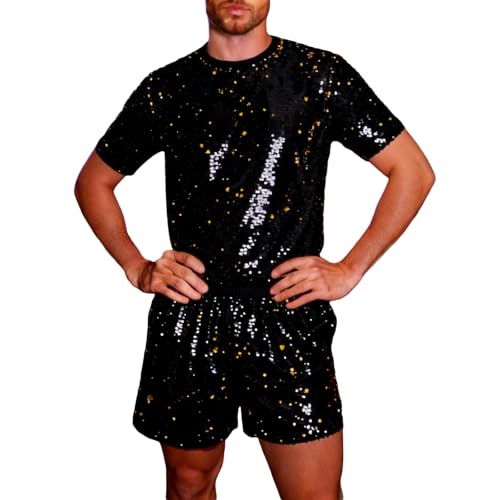 Ensemble homme réversible à sequins avec chemise et short confortable
