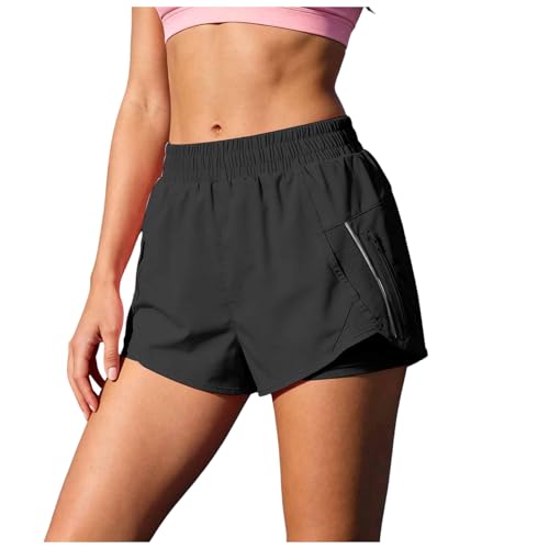 Allegorly Pantalón Corto Mujer Deporte Pantalon Running Mujer 2 En 1 Pantalones Cortos De Entrenamiento Cintura Alta Pantalon Cortos Deportivos para Correr De Secado Rápido con Bolsillos
