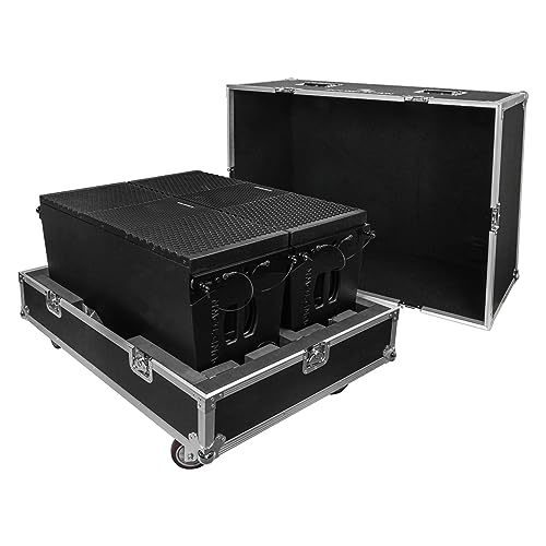 Sound Town ZETHUS Pair of Dual 10-inch Powered Line Array Speaker System with Flight Case, Black (Z210BPWX2-IFC)