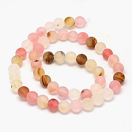 Tigerskin Cherry Quartz Glass Beads Semi-Precious Stone Frosted Round 4 mm 6 mm 8 mm 10 mm Set Loose Gemstone Jewellery Beads Jewellery Design Craft Accessories Pearl Necklace 10mm - Image 2