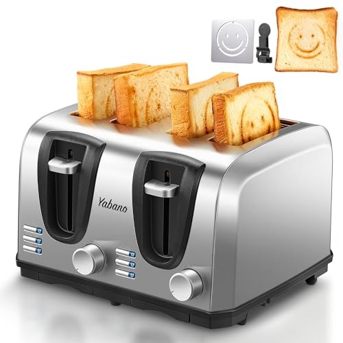 Yabano 4 Slice Toaster, Toaster Extra Wide Slot and 7-Shade