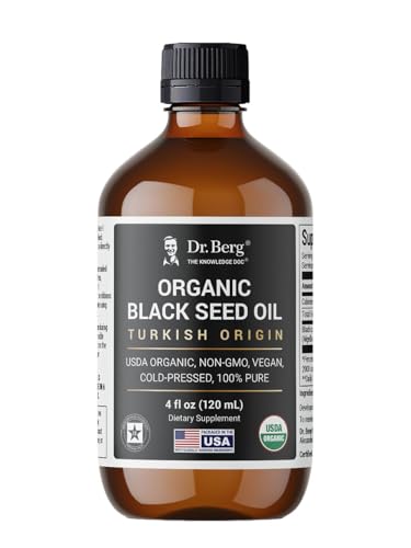 Dr. Berg Black Seed Oil Organic Cold Pressed – Pure Nigella Sativa Black Cumin Oil – USDA...