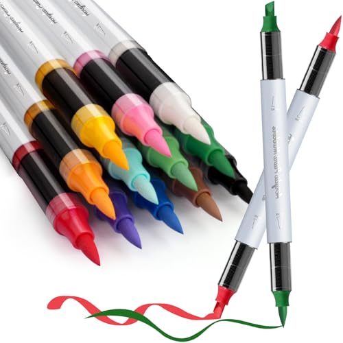 Image of SFAIH Acrylic Paint Creative Markers, 12 Colors Dual Tips Drawing Markers, Ultra-High Coverage, No Bleed Water-Based Ink, Waterproof, Art Supplies for Paper, Fabric, Wood, Ceramic, Glass, Rock, Canvas