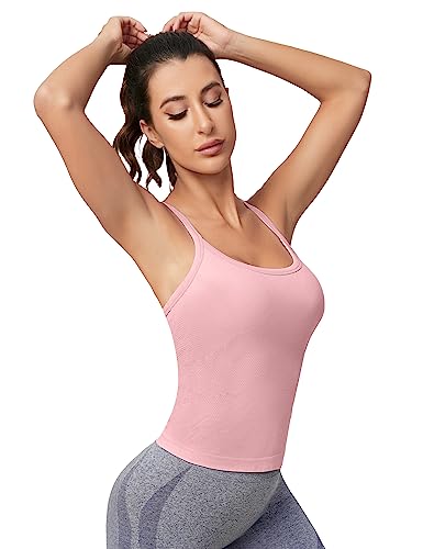 Image of MathCat Workout Tank Tops for Women with Built in Bra, Sleeveless Gym Tops Seamless Racerback Athletic Yoga Shirts
