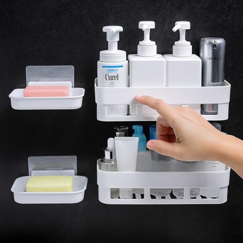 perpetual Bathroom Organiser, Self Adhesive Bathroom Shelf for Wall, Washroom Organizer, Bathroom Rack Stand Without Dri...