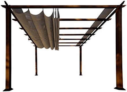 Paragon-Outdoor PR11WD2C Backyard Structure Soft Top with Chilean Ipe Frame Valencia Pergola, 11' x 11' Cocoa