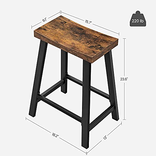 Vasagle Bar Stools, Set Of 2 Bar Chairs, Kitchen Breakfast Bar Stools With Footrest, 23.6 Inches High, Industrial In Living Room, Party Room, Rustic Brown And Black Ulbc074B01 #TOP1