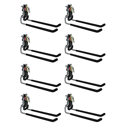 Image of Rubbermaid FastTrack Rail Garage Organization MultiPurpose Hook 50lbs Capacity Satin Nickel Wall Mounted Storage System Direct Mount into FastTrack Garage Rail for Home /Garage Organization (Pack of 8)