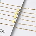 Initial Bracelet for Women 18K Gold Plated Stainless Steel Layered Coin Letter Bracelet Beaded Chain Personalized Name Bracelet - Image 5