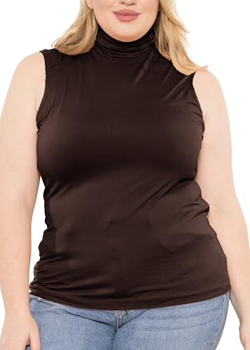 Image of Womens Turtle Neck | Long Sleeve and Sleeveless Top | Plus Size XL-7X | Tops Women White Turtleneck Women
