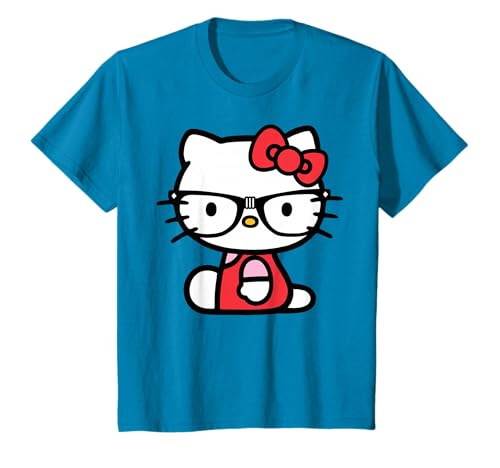 Sanrio Bonjour Kitty Nerd T-Shirt Noir Unisex Adulte T-Shirt S EU Small