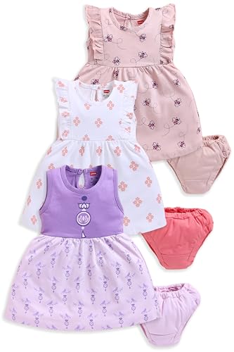 Image of LuvLap Baby Girl 100% Cotton Sleevless Girls Frock Pack of 3