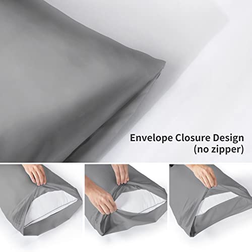 Yiyea Embroidered Pillow Cases Queen Size Set Of 4, 1800 Thread Egyptian Quality Brushed Microfiber Bed Pillowcases With Envelope Closure, Wrinkle, Fade And Stain Resistant (20"X30", Grey) #TOP6