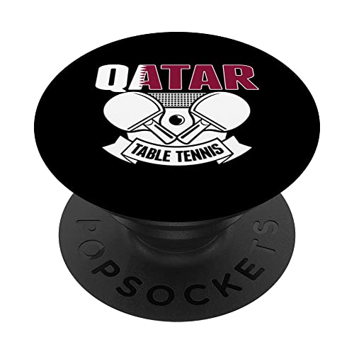 Qatar Ping Pong Lovers Proud Qatari Table Tennis Supporters PopSockets Swappable PopGrip, Black