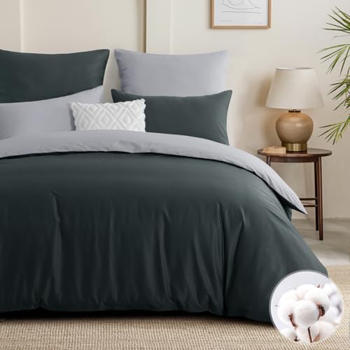 Aisbo Bettwäsche 200x220 Baumwolle Anthrazit Grau - Bettwäsche-Sets...