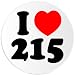I Love 215-3 Pack Circle Stickers 3 Inch - Area Code Philadelphia PA