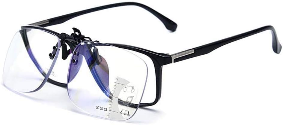 Gafas De Lectura Progresivas De Enfoque Múltiple Se Pueden Subir, Espejo De Clip De Flor con Luz Anti-Azul Anciano, Uso Dual Lejano Y Cercano, Clip De Nueva Función,+ 1.50 D