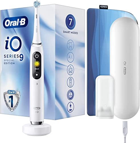 Oral-B iO9 Elektrische Zahnbürste mit wiederaufladbarem Griff, magnetische Technologie von Braun, 1 Ersatz, Farbdisplay, Ladegerät… – Ansicht 1