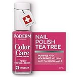 PODERM Nail Care Polish with Tea Tree - Raspberry | Swiss Lab - 8ML | Enriched with Tea Tree, Silicon & Biotin | Purifies, Clarifies & Nourishes Yellow Nails | Created by a Podiatrist