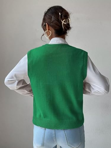 Image of Womens Sweater Vest Sleeveless Cotton Casual V Neck Pullover