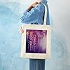 VstaDank Abstract Purple Weeping Flower1 Canvas Tote Bag with Handles Extremely Sturdy Reusable Shopping Bag Lightweight Foldable Cotton Cloth Grocery Bags Magic Aesthetic Tote Bag for Women Travel #1