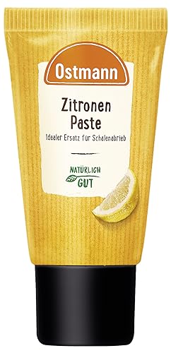 Ostmann Gewürze - Zitronenpaste aus natürlichen Zutaten, mit 38 % Zitronenschalen, Zitronen-Aroma für Backwaren und Desserts - 50 g in praktischer Dosier-Tube